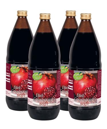 KOPP VITAL BIO-Granathapfel juice |Direct juice |Cardboard with 4 x 1 liter |Organic quality |Contains sugar by nature |Premium pomegranate juice pomegranate grenade apples 1 l (4 Pack)