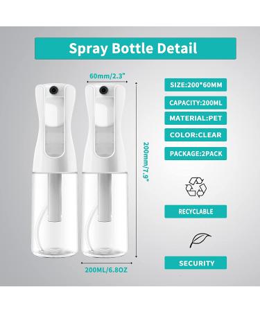 AMOYOX Ultra Fine Mist Spray Bottle 2 Pack - 200ml for Hair Styling, Plants, Cleaning, Misting & Skin Care - Buy Online on SooperMarket.com