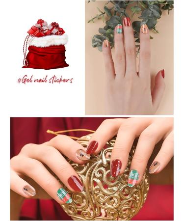 EBANKU Christmas Glitter Gel Nail Polish Strips - Long Lasting, Waterproof Full Wraps Stickers with Nail File & Wipes - UV/LED Lamp Required | SDTRK16 - Buy Online on SooperMarket.com