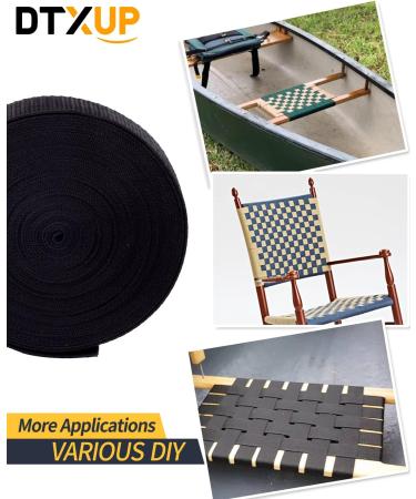 DTXUP Black Polypropylene 1 Inch Webbing Strap - Lawn Chair Replacement, Climbing Straps, DIY Crafting - 10 Yards - Buy Online on SooperMarket.com