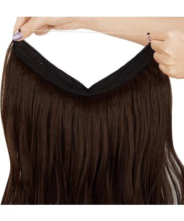 Halo Hair Extensions 20 inch Curly Wavy Hidden Crown - Medium Brown - Buy Online on SooperMarket.com