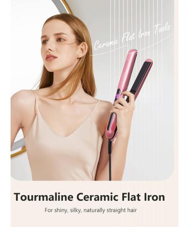 ANGENIL Argan Oil 2-in-1 Hair Straightener & Curler | Professional Portable Flat Iron | 1 Inch Dual Voltage LCD Display | Pink - Buy Online on SooperMarket.com