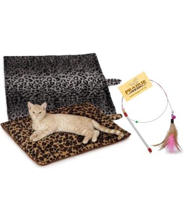 Quality Thermal Cat Mat with Free Toy - Self Heating Warming Bed (1-4 mats) - Gray Leopard Design - Buy Online on SooperMarket.com