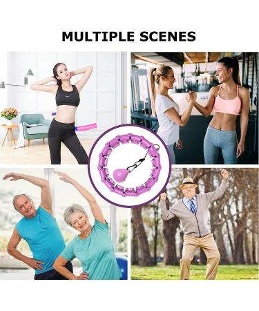 Large Smart Weighted Exercise Hoop for Abdomen Fitness & Weight Loss - Adjustable Weight & Auto-Spinning Ball - Purple - Buy Online on SooperMarket.com