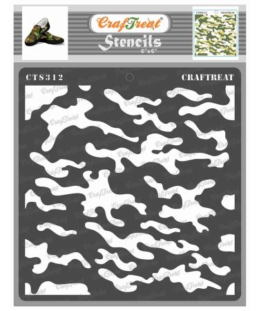 CrafTreat Camouflage Pattern Stencils for Painting on Wood, Canvas, Paper, Fabric, Floor, Wall and Tile - Camouflage - 6x6 Inches - Reusable DIY Art and Craft Stencils - Camoflauge Stencil Camouflage Stencil