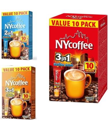 NYCoffee 3 in 1 sachets & NYCoffee 2 in 1|3 Flavours Instant Coffee- Salted Caramel White Coffee With Sugar & White Coffee Bundled with Temas Store Coffee Stirrers |30 Sachets| Add Hot Water & Stir - Buy Online on SooperMarket.com