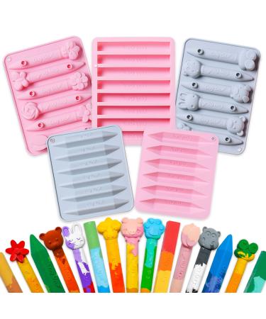 Crayon mold - 5 PCS Christmas Crayon Molds Silicone Oven Safe - Crayon Silicone mold set including Rhombus and Rectangle shapes Crayon Maker  Animal & Forest theme Molds for Child - Art Kits Supplies for Valentine