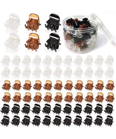 Mini Hair Claw Clips for Girls  72 Pcs Small Hair Jaw Clip Claws for Long Hair  0.6 Inch Plastic Tiny Hair Claws for Kids Women Hair Styling Gifts (Black  Brown  Clear)