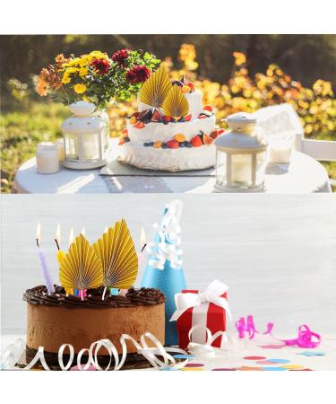 8 Pcs Gold Cake Topper Decorations Gold Palm Leaf Cake Toppers With Gold Cake Insert Decoration cake decorations for Birthday Party WeddingValentine's Day Baby Shower Diy - Buy Online on SooperMarket.com