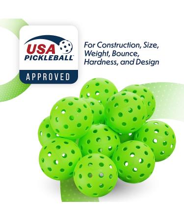 Pickleball Ball Set | USAPA Approved Professional Balls for Tournament Play | 6 Pack Green, 40 Holes, Outdoor Court Design - Buy Online on SooperMarket.com