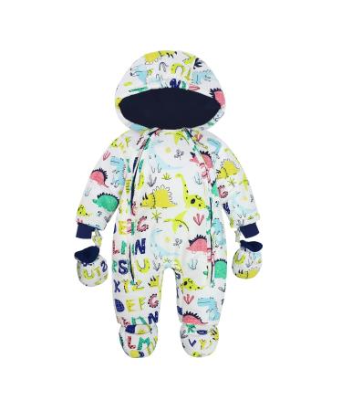 Baby Boys Winter Hooded Romper Snowsuit with Gloves Booties Cotton Jumpsuit Outfits 3-24 Months H 6-9 Months