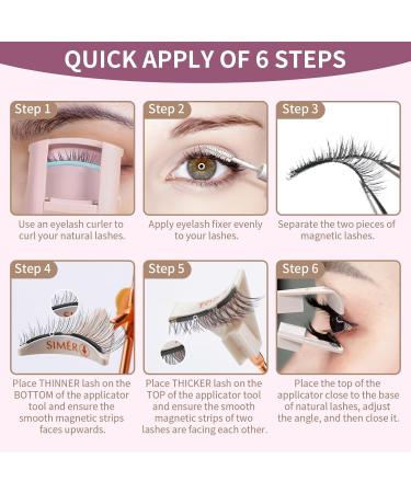Buy 4D Magnetic Eyelashes Without Eyeliner | Reusable Dual Magnetic Lashes with Applicator - Easy to Wear & Natural Look - Buy Online on SooperMarket.com