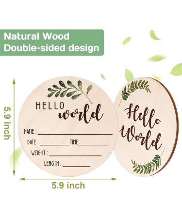 Baby Announcement Sign for Newborn 5.9" Double-Sided Hello World Newborn Name Sign for Hospital Birth Announcement The Perfect Round Wooden Welcome Baby Sign for New Baby Boy Girl Gifts - Buy Online on SooperMarket.com