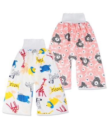 2 Packs Waterproof Diaper Pants Potty Training Cloth Diaper Pants for Baby Boy and Girl Night Time Pink 4T-8T (Pack of 2)