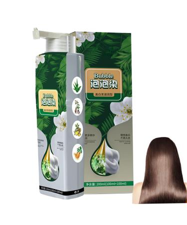 1PC Natural Plant Hair Dye Bubble Plant Hair Dye Plant Based Hair Dye for Gray Hair Coverage Hair Color for Men Women Hair Dyeing Cream Gentle Safe for Scalp & Hair Brown 100ml.