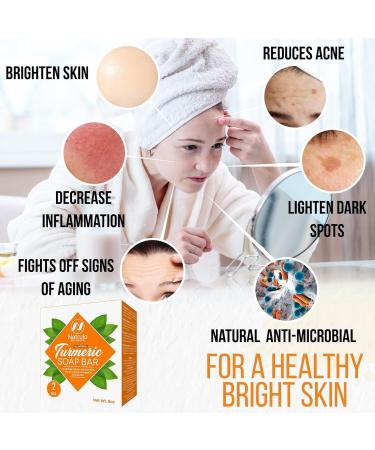 Turmeric Soap Bar for Face & Body - Natural Brightening Skin Soap - Reduces Acne, Brightens Scars, Cleanses Skin - Made in USA (2 Pack) - Buy Online on SooperMarket.com