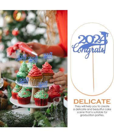 Cabilock 15pcs Graduation Cupcake Topper 2024 Congrats Cupcake Picks Class of 2024 Cupcake Insert Graduation Cupcake Decorations for 2024 Graduation Party Supplies Blue - Buy Online on SooperMarket.com