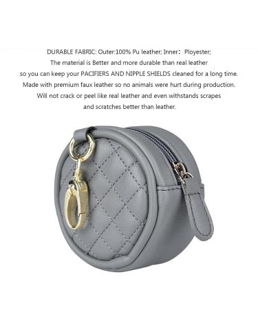 Harayaa Pacifier Holder with Clip & Bag | Gray Pacifier Pendant for Strollers & Diaper Bags | Store 2 Pacifiers - Buy Online on SooperMarket.com