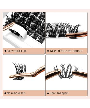 Lash Clusters DIY Eyelash Extensions 72 Pcs D Curl 8-16mm | Thin Stem Individual Cluster Lashes for Self-application | Reusable Wisps (H-02 D Curl 8-16mm) - Buy Online on SooperMarket.com