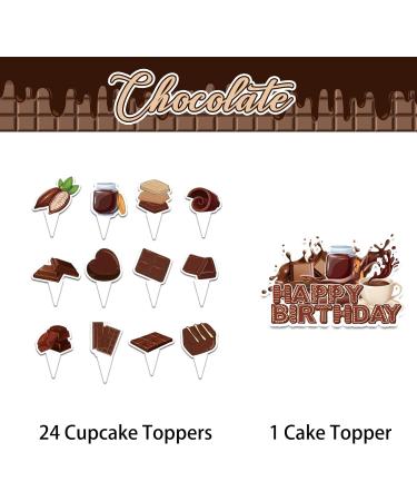 25 Pcs Chocolate Cake Decorations Chocolate Cake Topper Cupcake Toppers for Chocolate Birthday Decorations Chocolate Party Decorations Birthday Party Supplies - Buy Online on SooperMarket.com