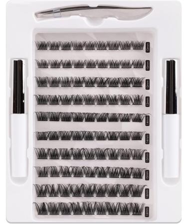 SISILILY Individual Lashes Cluster 90 Pcs DIY False Eyelashes Reusable Extension Kit - Natural Soft 3D C CC D Curl with Glue - 10/12/14/15/16mm Length - DM10 White - Buy Online on SooperMarket.com