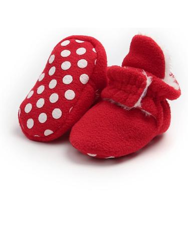 TMEOG Baby Booties Slippers | Infant Boots for Boys Girls | Winter Sock Crib Shoes 0-18 Months | 0-6 Months | Red - Buy Online on SooperMarket.com