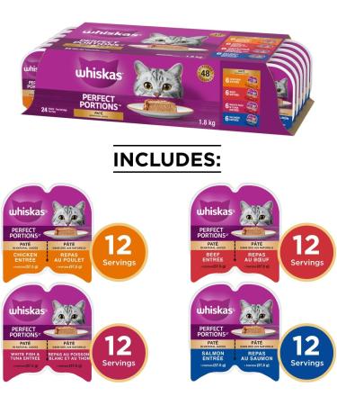 WHISKAS Adult Dry Cat Food - Tuna Selections Flavour 9.1 kg Bag & Perfect Portions Adult Wet Cat Food - Chicken Beef Whitefish and Tuna Salmon 75g Trays (24 Pack) - Buy Online on SooperMarket.com