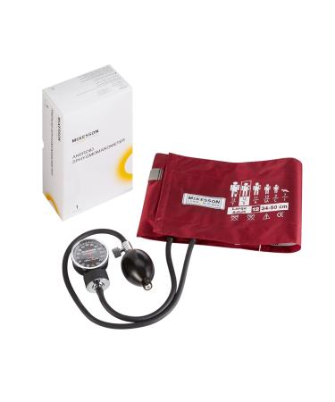 McKesson LUMEON Deluxe Aneroid Sphygmomanometer, Blood Pressure with Cuff, Pocket Size, Burgundy, Adult Large, 1 Count Large Cuff (1 Count)