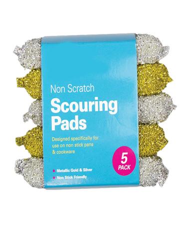 Zale Yardley Sponges Scrubbing Scouring Pad 5pk Non Scratch Stainless Steel Scouring Pad Washing Up Scourer Scouring Pad Ball - Easy Grip Cleaning Pots Pans (Multi color)