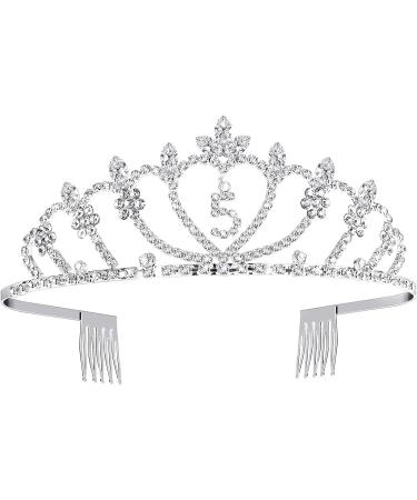Frcolor 5th Birthday Crown Tiara for Girls | Crystal Rhinestone Princess Headband | 5 Years Old Gift - Buy Online on SooperMarket.com