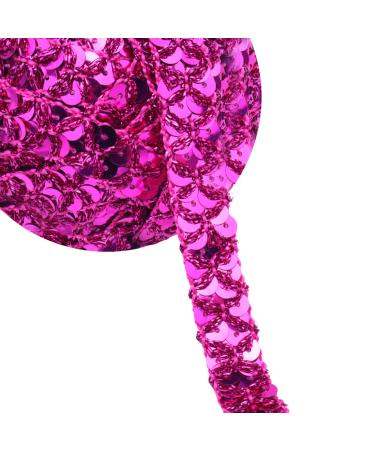 SEWDIYTR Sequin Lace Trim Gimp Braid Lace Ribbon Glitter Sequin Trim for Crafts, Embellishments, Costume Accessories 10 Yards (Pink)