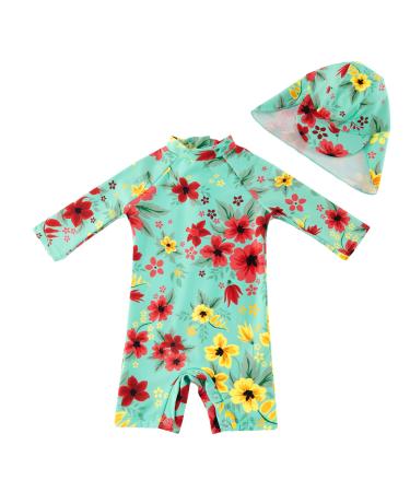 upandfast Baby Boys/Girls Zipper Swimwear with Snap Bottom UPF 50+ Sun Protection Toddler One Piece Swimsuit Light Green 12-18 Months