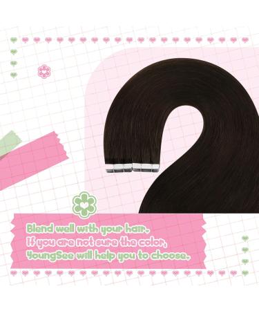 Youngsee Dark Brown Tape-In Extensions | 60 cm Real Hair | Invisible 50g - 20pcs #2 - Buy Online on SooperMarket.com