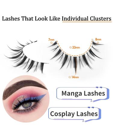 Geeneiya Manga Lashes Natural Look Anime False Eyelashes - 10 Pairs Asian Japanese Chinese Makeup Clusters - Buy Online on SooperMarket.com