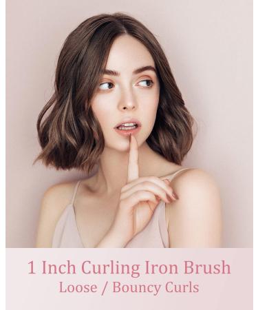 Curling Iron Brush for Short Long Hair Hair Curling Brush Long Barrel Tourmaline Ceramic Dual Voltage Curling Brush Iron with Anti-Scald Bristles 25MM-PINK - Buy Online on SooperMarket.com