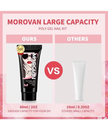 Morovan 2oz Poly Extension Gel - Large Capacity Builder Nail Gel - Long-Lasting Nude Pink Colors - Ideal for Beginners and Professionals - DIY Nail Design Set - Buy Online on SooperMarket.com