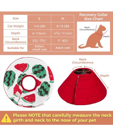 ComSaf Cat Recovery Collar - Lightweight & Adjustable Elizabeth Collar for Cats - Prevent Licking Wounds - Watermelon-M - Buy Online on SooperMarket.com