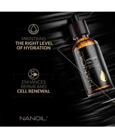 Nanoil Argan Oil 50ml - Pure Cold-Pressed Organic Oil for Hair Body & Face | Natural Care & Anti-Aging Solution - Buy Online on SooperMarket.com