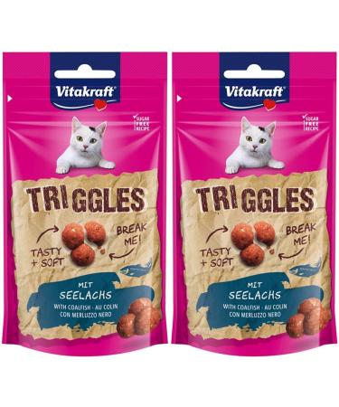 Vita power triggles cat snack with peculiar portionable in three snacks ideal as a reward or training without added sugar (1x 40g) (pack with 2) 40 g (2 pack)