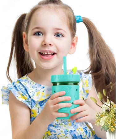 Pandaear 4-Pack Kids Drinking Cups with Straw - Toddler Mason Jar Sippy Cups (8.45 oz) for 6 Months and Up - Durable Fun Design for Children - Buy Online on SooperMarket.com