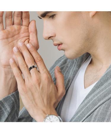 JEROOT Titanium Magnetic Rings for Men Women | Step Edge Sleek Design | 2 Strong Magnets | Black 5mm V 1/2 | 3500 Gauss | Jewelry Gift Box - Buy Online on SooperMarket.com