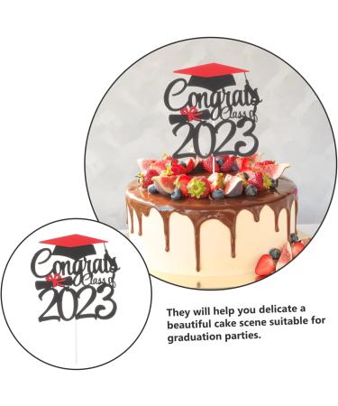 Warmhm 6pcs 2023 2023 Cake Strips Graduation 2023 Purple Class of 2023 Decorations Graduation Cap Graduation Decorations Class of 2023 Fruit Picks Paper Cup Cake Supplies Glitter Paper Red 15.1x14cm - Buy Online on SooperMarket.com