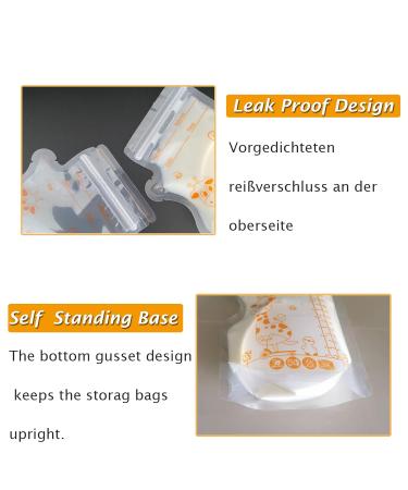 Jieyuchu Breast Milk Bags - 30 BPA-Free 250ml Storage Bags with Double-Row Closure for Quick Freezing & Thawing - Ideal for Breastfeeding - Buy Online on SooperMarket.com