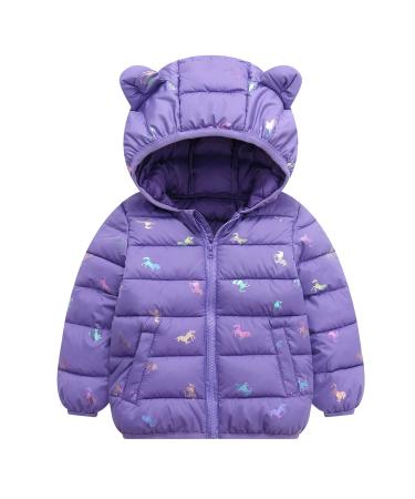 Baby Winter Coats with Hooded Light Puffer Jacket Infants Padded for Kids Boys Girls Purple 6-12 Months