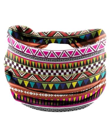 JSGHGDF African Headband Yoga Sports Workout Hairband Boho Print Hairband Wide Elastic Headband Stretchy Headwrap for Women Girl 6