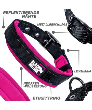Black Rhino Comfort Collar - Super Soft Neoprene Dog Collar for All Breeds | Adjustable Reflective & Weatherproof (Medium Pink/Black) - Shop Now! - Buy Online on SooperMarket.com