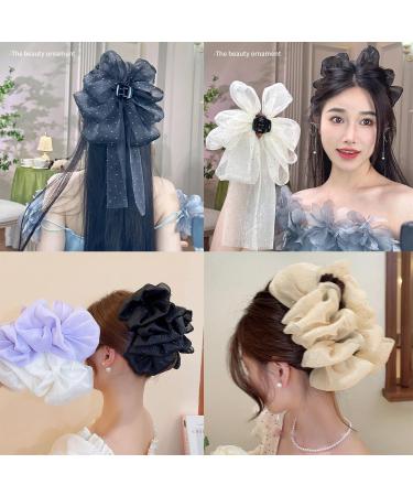 Bow Bubble Clips Bow Hair Claw Clips Claw Clips For Thick Hair Thick Hair Claw Clips For Long Hair Hair Clips for Thin Hair Women Large Puffy Chiffon Elegant Bubble Bow Hair Claw Clip (2pcs-D) - Buy Online on SooperMarket.com