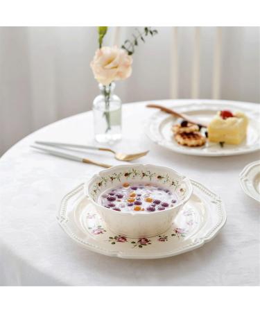 Serving Plates Ceramic Vintage Rose Dinner Plate Kitchen Tableware Salad Plate Steak Plate Fruit Deep Dish Dinner Plate Large Dinner Plate for Kitchen Hotel Restaurant for Appetizer Dinner and Desse - Buy Online on SooperMarket.com
