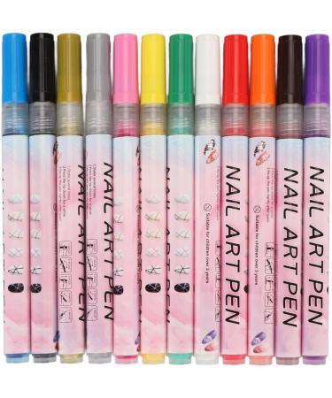 12 Pieces 3D Nail Polish Pens 0.5 mm Tip Bright Colours Easy to Use 3D Nail Art Pen Set for Party Family Salon - Buy Online on SooperMarket.com
