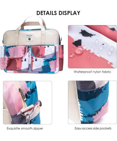 SONARIN Large Capacity Waterproof Baby Changing Tote Bag - Multi-Function Satchel Messenger Bag with Shoulder Strap & Changing Mat, Black & White Petals - Buy Online on SooperMarket.com